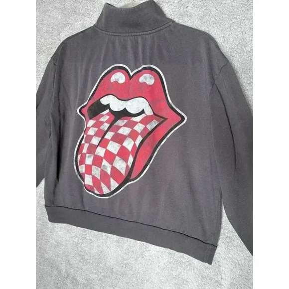 Rolling Stones Gray Sweatshirt Large Logo on Back 1/4 Zip - ?‎ Size - Picture 6 of 6